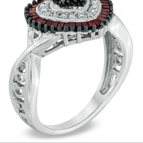 Red & White Diamond Heart Ring 💎 Sterling Silver - Picture 2 of 8